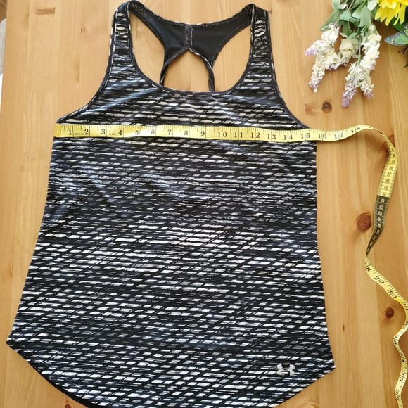 Under Armor womens workout tank top size s black white scoop neck mesh back - Picture 6 of 15